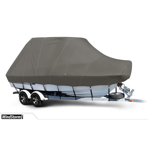Eevelle Windstorm Boat Cover V HULL FISHING Center Console, TTop w/Outboard 13' 6in. L 96in. W Charcoal WSVCCTT1396B-CHL - main